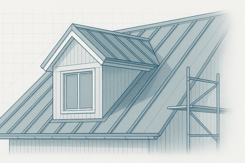illustration af et hus med et ståltag
