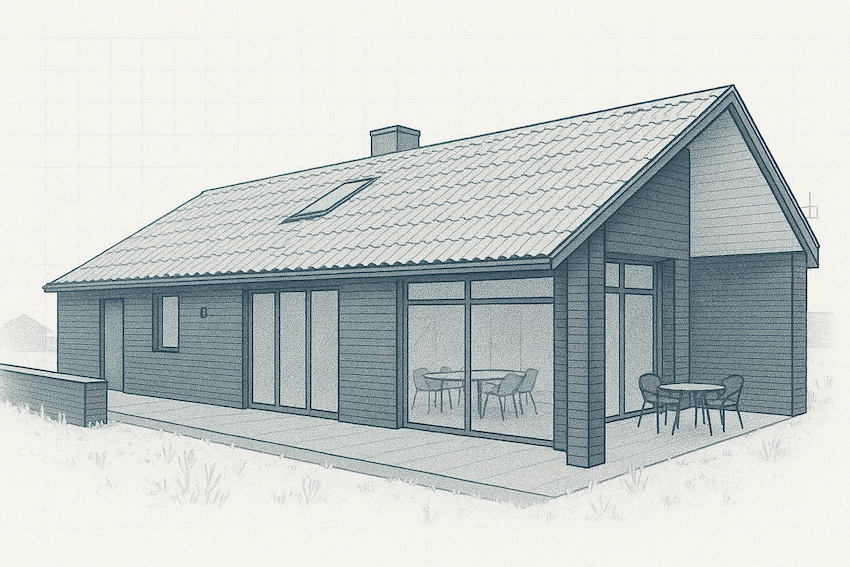 illustration af nyt tag på sommerhus